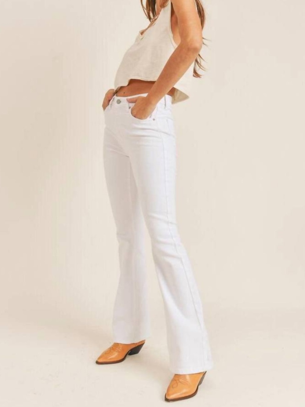 NEW JUST BLACK DENIM high rise skinny flare jeans in white size 25 NWT